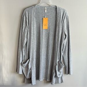 Grecerelle Gray Open Front Cardigan Sweater